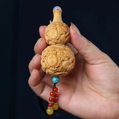 Xianglong auspicious wishful gourd pendant Solid wood art carving Home Decorations Home, Car Decoration Crafts