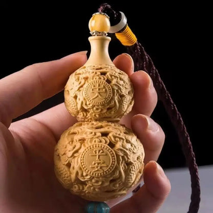 Xianglong auspicious wishful gourd pendant Solid wood art carving Home Decorations Home, Car Decoration Crafts