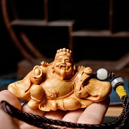 Xiaoye Huangyang Wooden Carved Treasure Attracting Financial Crocodile, Heng Caishen Ye, Handheld Toy Piece, Men's Literature an