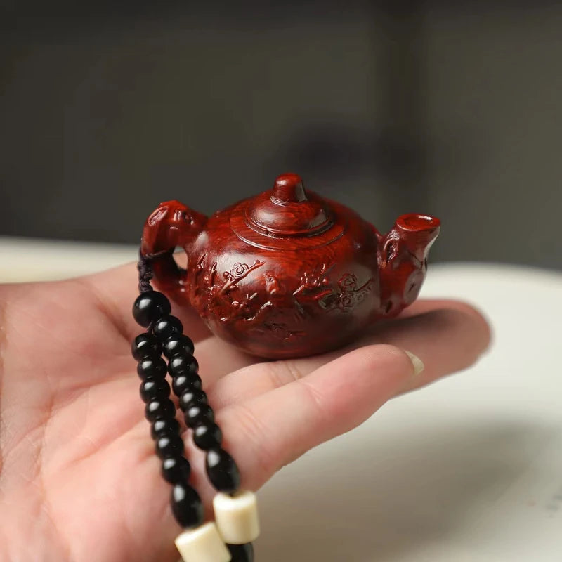 Xiaoye Purple Sandalwood Handle, Pot, Small Decoration, Hu Mahjong Artifact, Men's Carrying Handle, Wooden Carved Key Hanger
