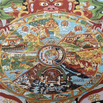 Xizang Buddha Silk Embroidery Nepal Gold Silk Thangka Portrait Six Reincarnation Thangka Embroidery