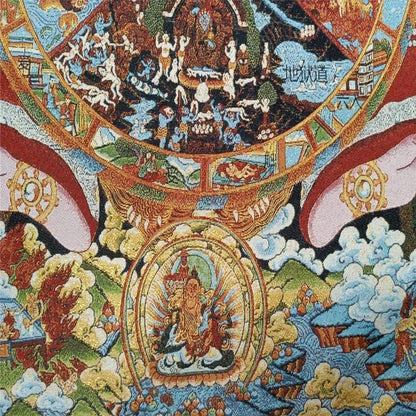 Xizang Buddha Silk Embroidery Nepal Gold Silk Thangka Portrait Six Reincarnation Thangka Embroidery