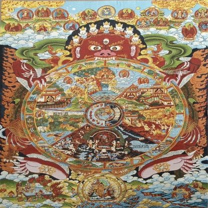 Xizang Buddha Silk Embroidery Nepal Gold Silk Thangka Portrait Six Reincarnation Thangka Embroidery