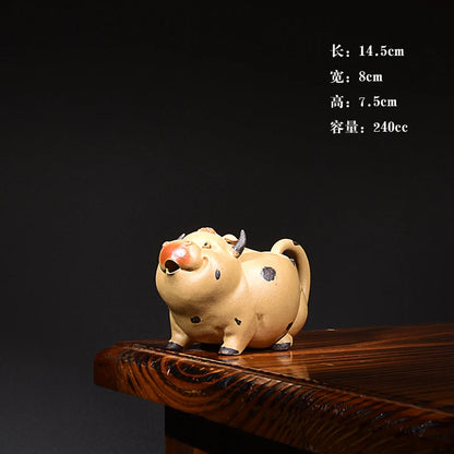Xu Hailong Yixing Clay Tea Pitcher Boutique Bionic Device Supportable Cow Pitcher Tea Pot Tea Tray Utensils