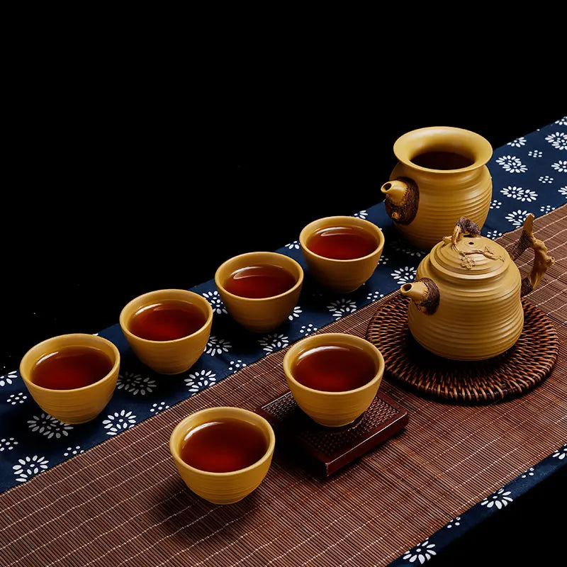 Xuan Carving Tea Set Handmade Creative Zisha Kung Fu Tea Set Set Household Vintage Upscale Tea Set