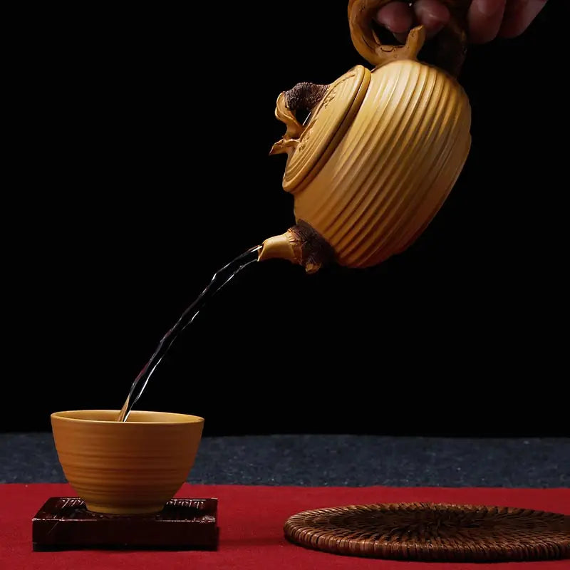Xuan Carving Tea Set Handmade Creative Zisha Kung Fu Tea Set Set Household Vintage Upscale Tea Set
