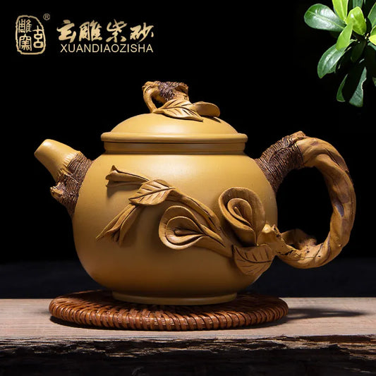 Xuan Diao Kiln Chen Dong Cast Famous Handmade Purple Clay Pot Pattern Teapot Yixing Purple Sand Segment Mud Kung Fu Tea Set