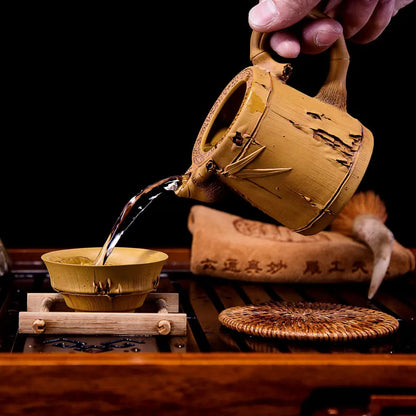 Xuandiao Kiln Yixing Bamboo Segment Household Tea Set Tea Serving Pot Fair Cup Pure Handmade Kung Fu Teapot Set