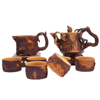 Xuandiao Kiln Yixing Famous Purple Clay Pot Pure Handmade Raw Ore Imitation Tree Pile Teapot Live Broadcast Tea Set Home