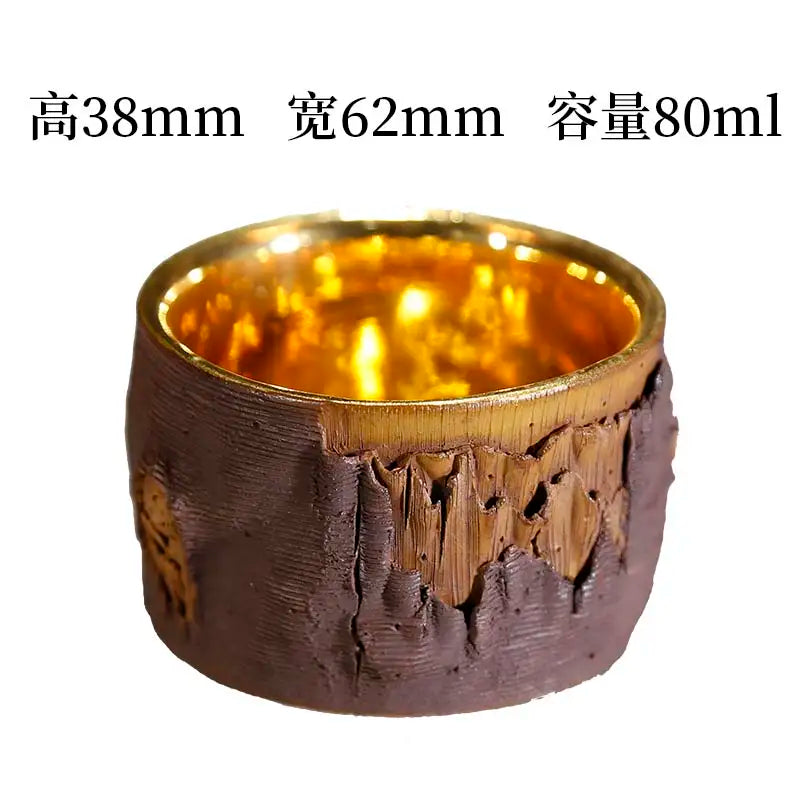 Xuandiao Kiln Yixing Gilding Cup Boccaro Cup Pure Handmade Cup with Handle Small Teacup Single Tea Cup Master Cup Bowl