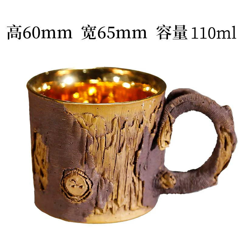 Xuandiao Kiln Yixing Gilding Cup Boccaro Cup Pure Handmade Cup with Handle Small Teacup Single Tea Cup Master Cup Bowl