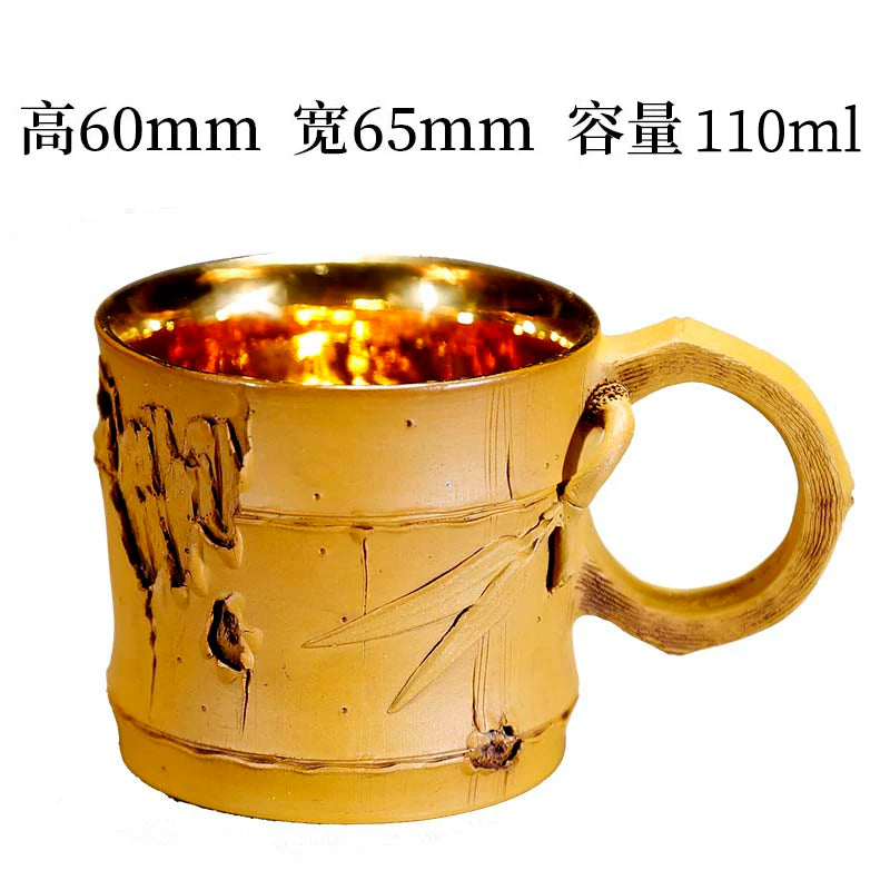 Xuandiao Kiln Yixing Gilding Cup Boccaro Cup Pure Handmade Cup with Handle Small Teacup Single Tea Cup Master Cup Bowl