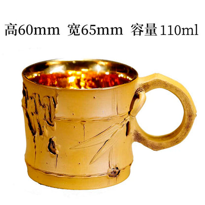 Xuandiao Kiln Yixing Gilding Cup Boccaro Cup Pure Handmade Cup with Handle Small Teacup Single Tea Cup Master Cup Bowl