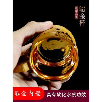 Xuandiao Kiln Yixing Gilding Cup Boccaro Cup Pure Handmade Cup with Handle Small Teacup Single Tea Cup Master Cup Bowl