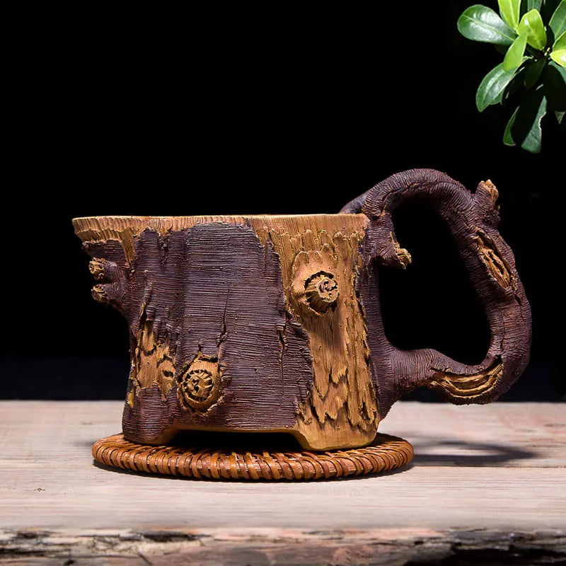 Xuandiao Kiln Yixing Household Imitation Wood Tea Serving Pot Fair Cup Tea Set Pure Handmade Tea Set Household Tea Set