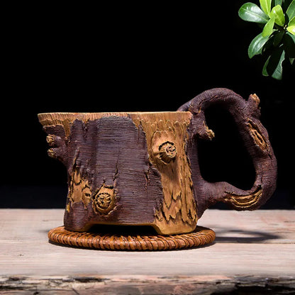 Xuandiao Kiln Yixing Household Imitation Wood Tea Serving Pot Fair Cup Tea Set Pure Handmade Tea Set Household Tea Set