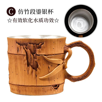 Xuandiao Kiln Yixing Silvering Plated Cup Boccaro Cup Pure Handmade Cup with Handle Small Teacup Single Tea Cup Master Cup Bowl