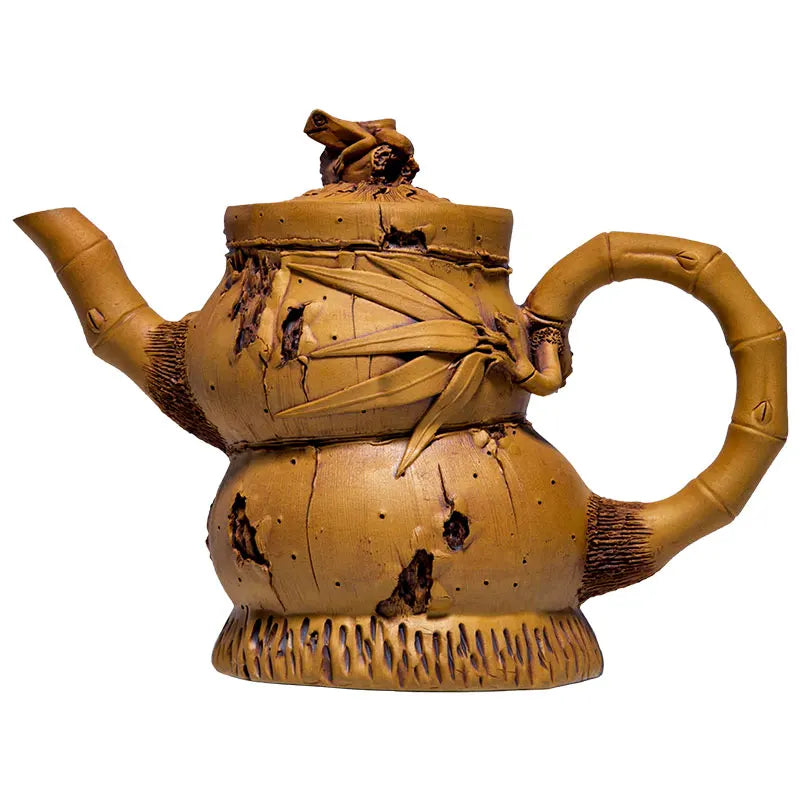 Xuandiao Yixing Famous Teapot Pure Handmade Raw Ore Gourd Bamboo Section Teapot Tea Set Household