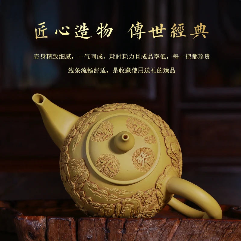 Xuandiao Yixing Famous Teapot Pure Handmade Raw Ore Piano Shushan Teapot Teapot Tea Set Home