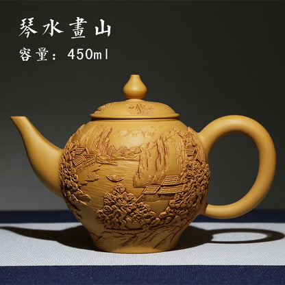 Xuandiao Yixing Famous Teapot Pure Handmade Raw Ore Piano Shushan Teapot Teapot Tea Set Home