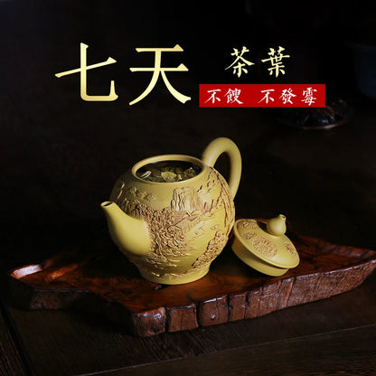 Xuandiao Yixing Famous Teapot Pure Handmade Raw Ore Piano Shushan Teapot Teapot Tea Set Home