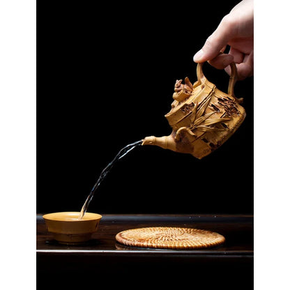 Xuandiao Yixing Famous Teapot Pure Handmade Raw Ore Squirrel Bamboo Segment Teapot Tea Set Household