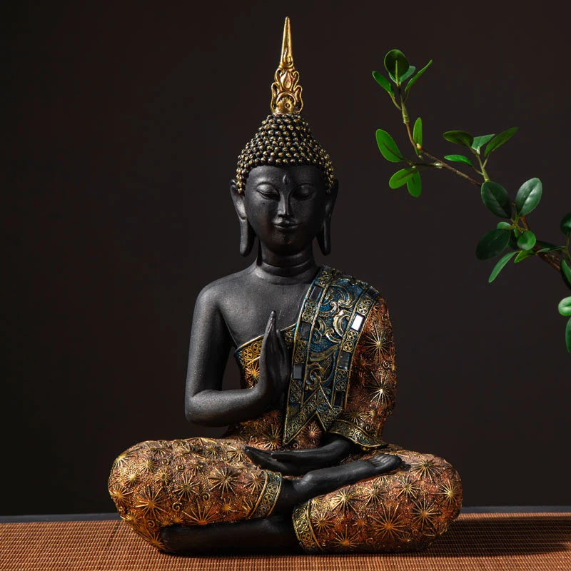 Y.DSHH Buddha Statue Thailand Buddha Sculpture Green Resin Hand Made Buddhism Hindu Fengshui Figurine Meditation Home Decor FX2