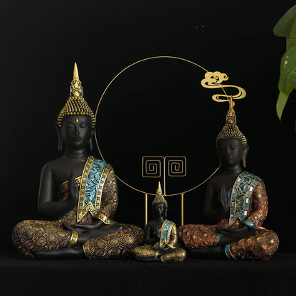 Y.DSHH Buddha Statue Thailand Buddha Sculpture Green Resin Hand Made Buddhism Hindu Fengshui Figurine Meditation Home Decor FX2