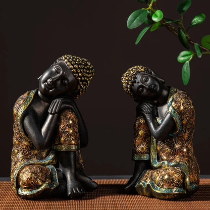 Y.DSHH Buddha Statue Thailand Buddha Sculpture Green Resin Hand Made Buddhism Hindu Fengshui Figurine Meditation Home Decor FX2