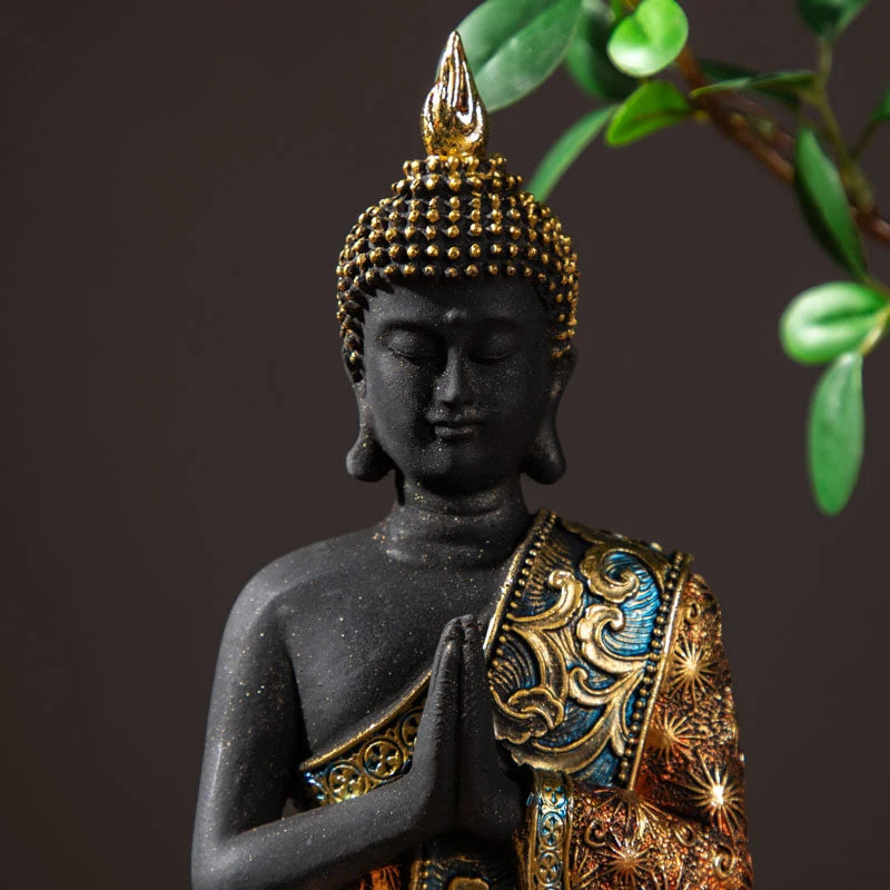 Y.DSHH Buddha Statue Thailand Buddha Sculpture Green Resin Hand Made Buddhism Hindu Fengshui Figurine Meditation Home Decor FX2