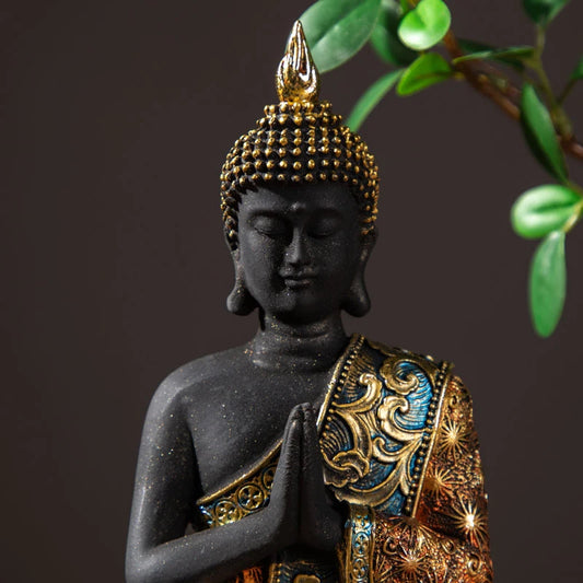 Y.DSHH Buddha Statue Thailand Buddha Sculpture Green Resin Hand Made Buddhism Hindu Fengshui Figurine Meditation Home Decor FX2