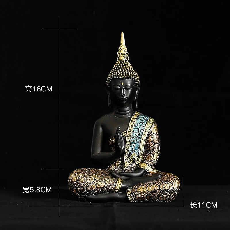 Y.DSHH Buddha Statue Thailand Buddha Sculpture Green Resin Hand Made Buddhism Hindu Fengshui Figurine Meditation Home Decor FX2