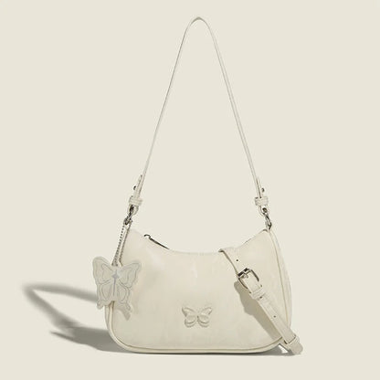 Y2k Butterfly Sweet Chic Simple Underarm Shoulder Bags For Women Large Capacity Zipper Handbags Female 2024 New Casual Bolsas