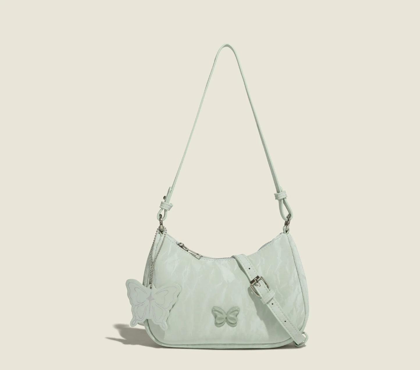 Y2k Butterfly Sweet Chic Simple Underarm Shoulder Bags For Women Large Capacity Zipper Handbags Female 2024 New Casual Bolsas