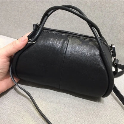 Y2k Vintage Genuine Leather Crossbody Bags for Women Fashion Casual Shoulder Bags 2024 Trend New Zipper Women's Handbags