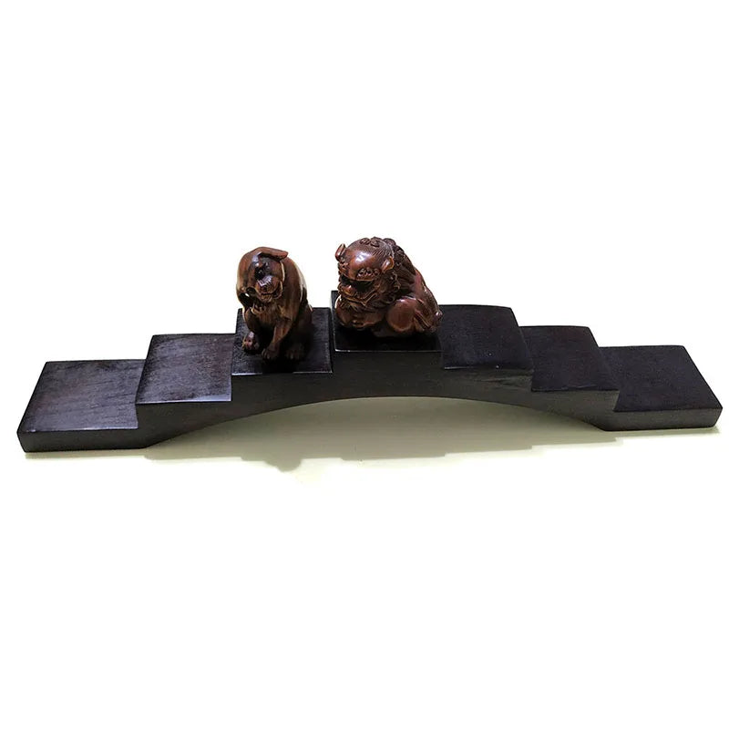 Y5455 - 33 CM Long Wood 7-layer Stand for Snuff Bottles or Netsuke Curios