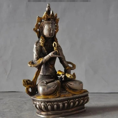 YM 308 años tibet, budismo plata Vajrasattva diosa Tara Kwan-yin Buda estatua