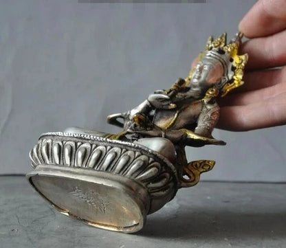 YM 308 años tibet, budismo plata Vajrasattva diosa Tara Kwan-yin Buda estatua
