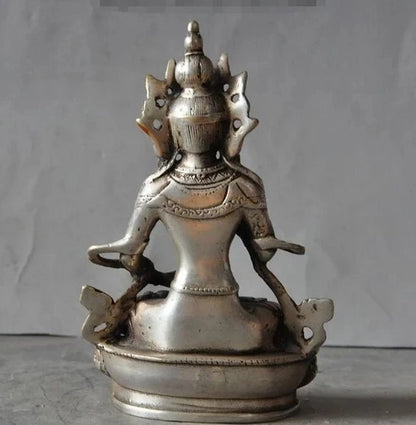 YM 308 años tibet, budismo plata Vajrasattva diosa Tara Kwan-yin Buda estatua