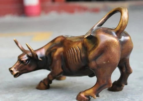 YM 316 chino puro bronce Año del zodiaco FengShui Toro buey estatua Animal estatuilla