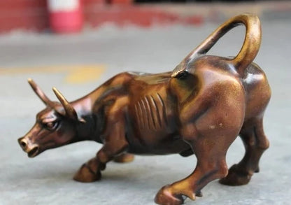 YM 316 chino puro bronce Año del zodiaco FengShui Toro buey estatua Animal estatuilla