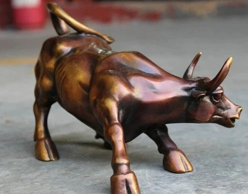 YM 316 chino puro bronce Año del zodiaco FengShui Toro buey estatua Animal estatuilla