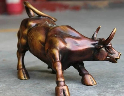 YM 316 chino puro bronce Año del zodiaco FengShui Toro buey estatua Animal estatuilla