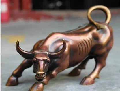 YM 316 chino puro bronce Año del zodiaco FengShui Toro buey estatua Animal estatuilla