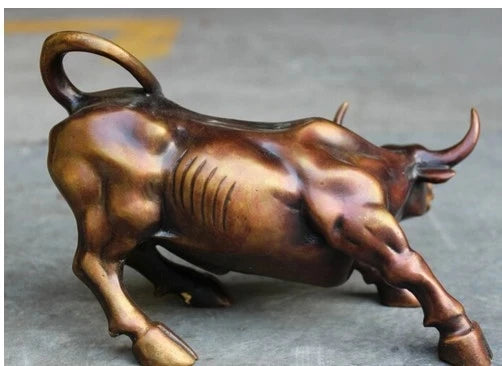 YM 316 chino puro bronce Año del zodiaco FengShui Toro buey estatua Animal estatuilla