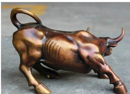 YM 316 chino puro bronce Año del zodiaco FengShui Toro buey estatua Animal estatuilla