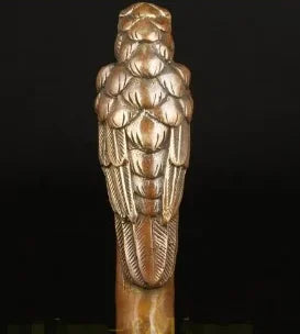YM 324 bronze Pure Copper Brass Grandpa Good Lucky BRONZE PARROT CANE WALKING STICK HEAD DECORATION CARVING ASIAN COLLECT OLD