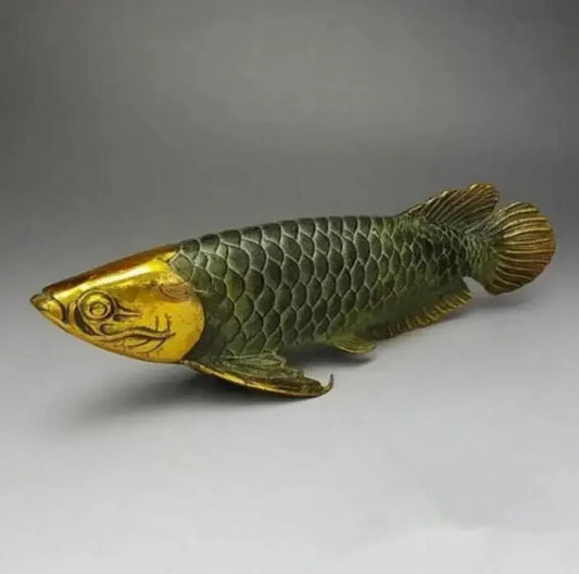 YM Copper Statue Chinese bronze gilt old handwork lucky home decoration handicraft ' Fish '