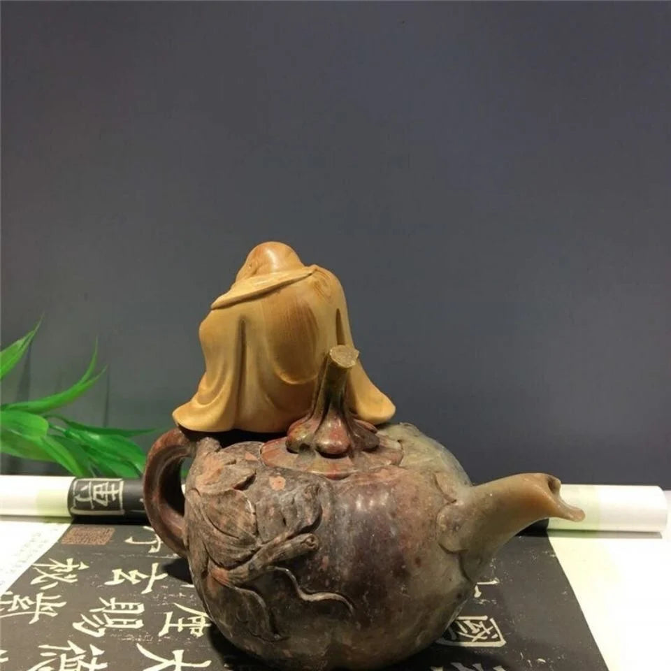 Yaibai boxwood carving Zen Maitreya Buddha small decoration solid wood carving living room desk Buddha ornamental crafts