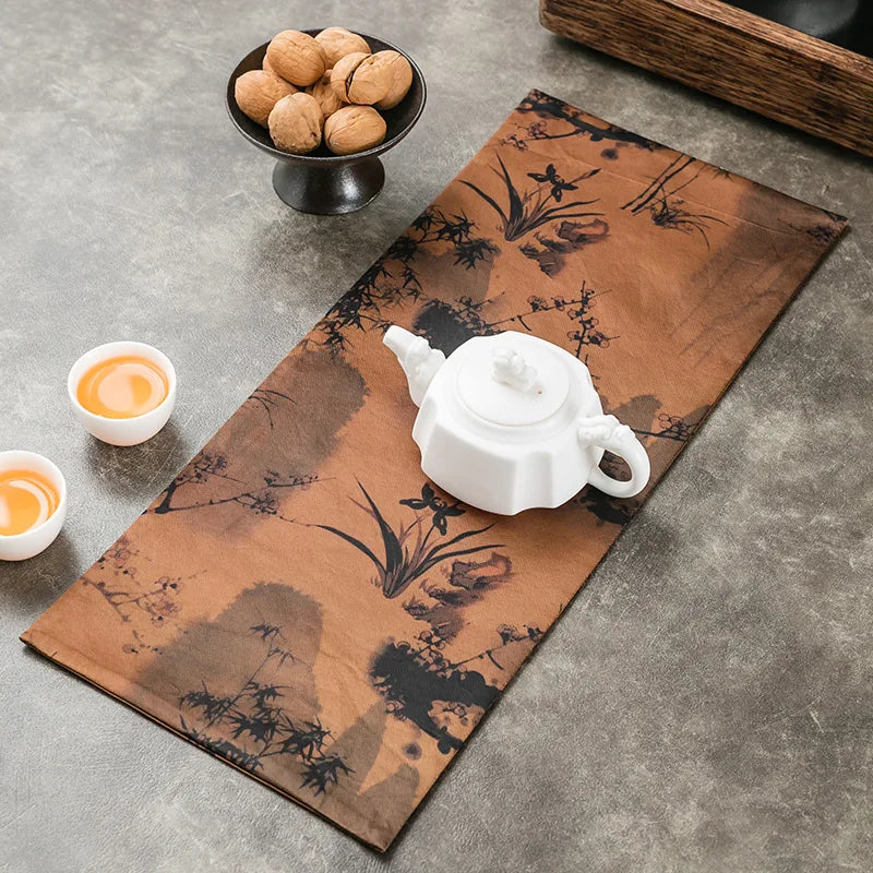 Yarn Tea Mat Red Cloud Yarn Small Tea Seats Chinese Zen Gupu Tea Tray Mat Advanced Table Runner Tablecloth Tea Towel Tea Napkin